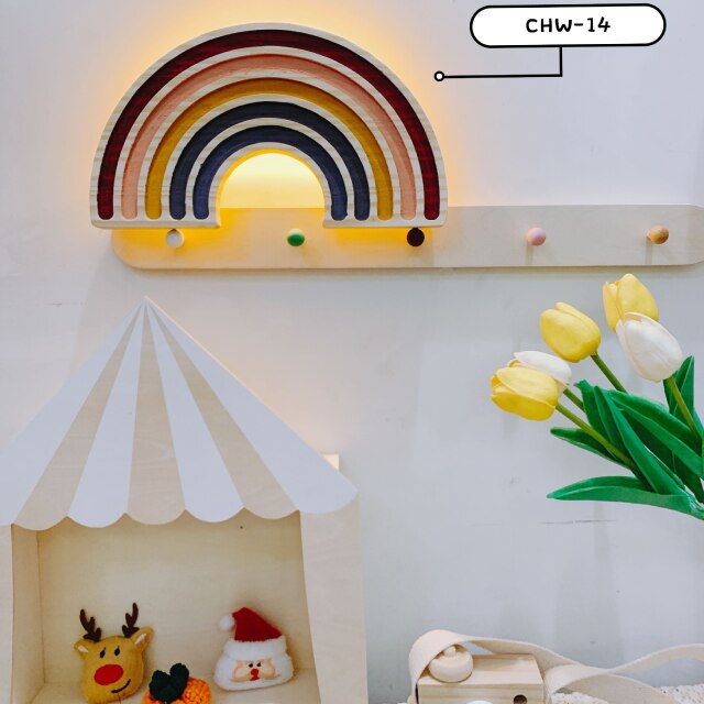 Nordic Style Handmade Painted LED Rainbow Building Blocks Rainbow Night Light Wall Hanging Rainbow Lamp Kid's Room Decor Props: 14