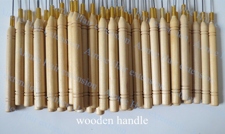 12pcs/Lot ,Wooden Handle Pulling Hook Needle Hair Extensions,Hair Extension Tools