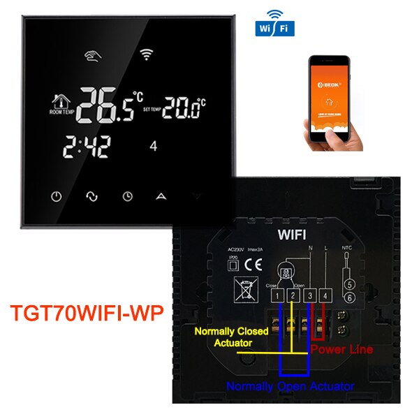 Beok Wifi Thermostat for Electrical/Water Floor Heating Temperature Controller Smart Thermostat Alexa Google Home Programmable: TGT70WIFI-WP