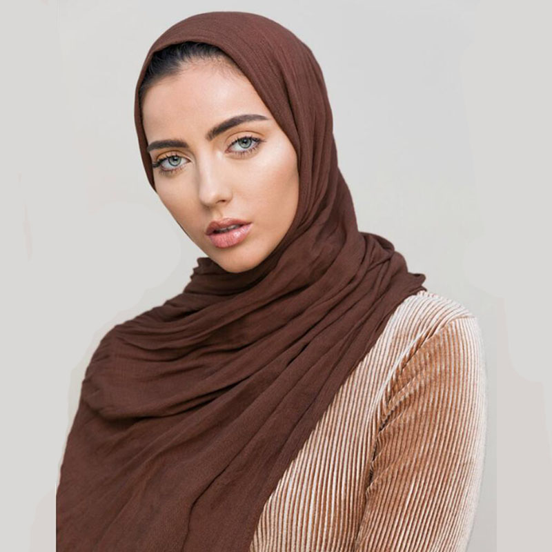 Llaven – foulard froissé pour femmes, hijab de luxe, 100% rayonne, châle froissé, couleur unie, écharpe musulmane, grande taille 180x95cm