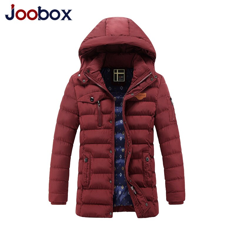 Merk winterjas heren warme jas dikke parka heren katoenen gewatteerde jas casual knappe capuchon jassen heren: Rood / Xxxl