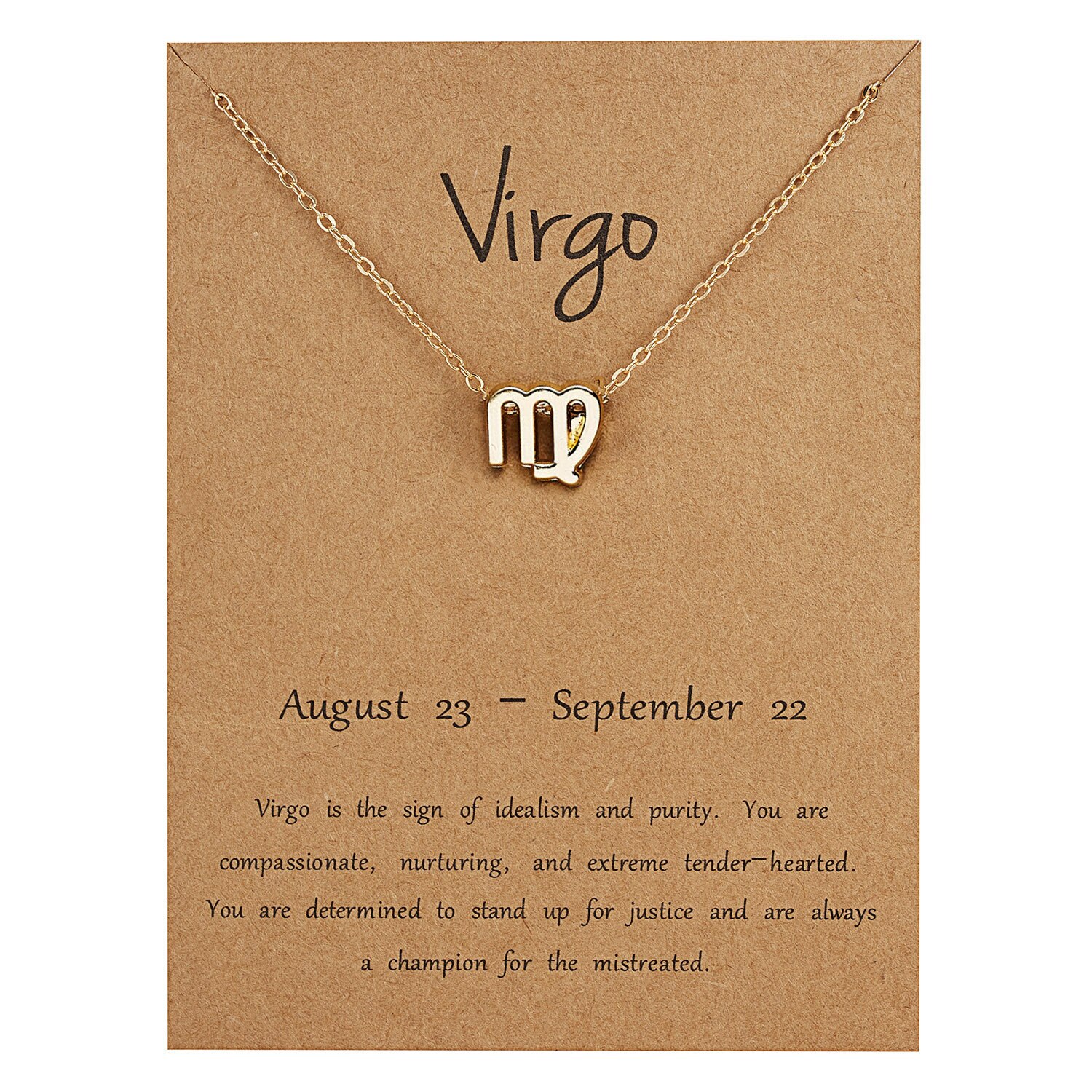 12 Constellation Pendant Gold Necklace Jewelry Choker Necklace Zodiac Sign Charm Necklace Birthday Wish Card for Women Girl: Virgo