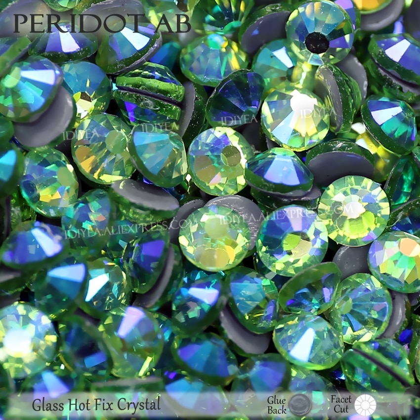 Peridot AB hotfix strass schmelzen flache rückseite kristalle strass glänzt für hochzeit diamant kleid kleidung kostüm pailletten kunst