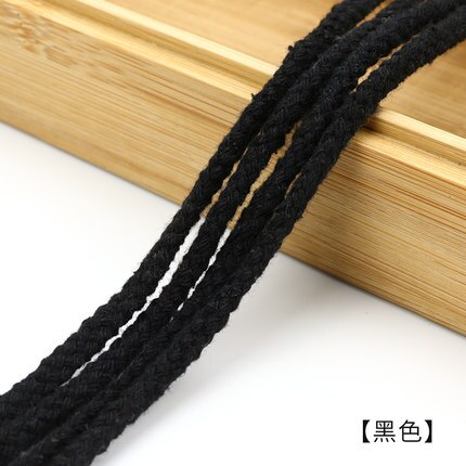 5mm Katoenen Touw Craft Decoratieve Twisted Cord Touw voor Handgemaakte Decoratie DIY Lanyard Ficelles Couleurs Draad Koord 5yards: black