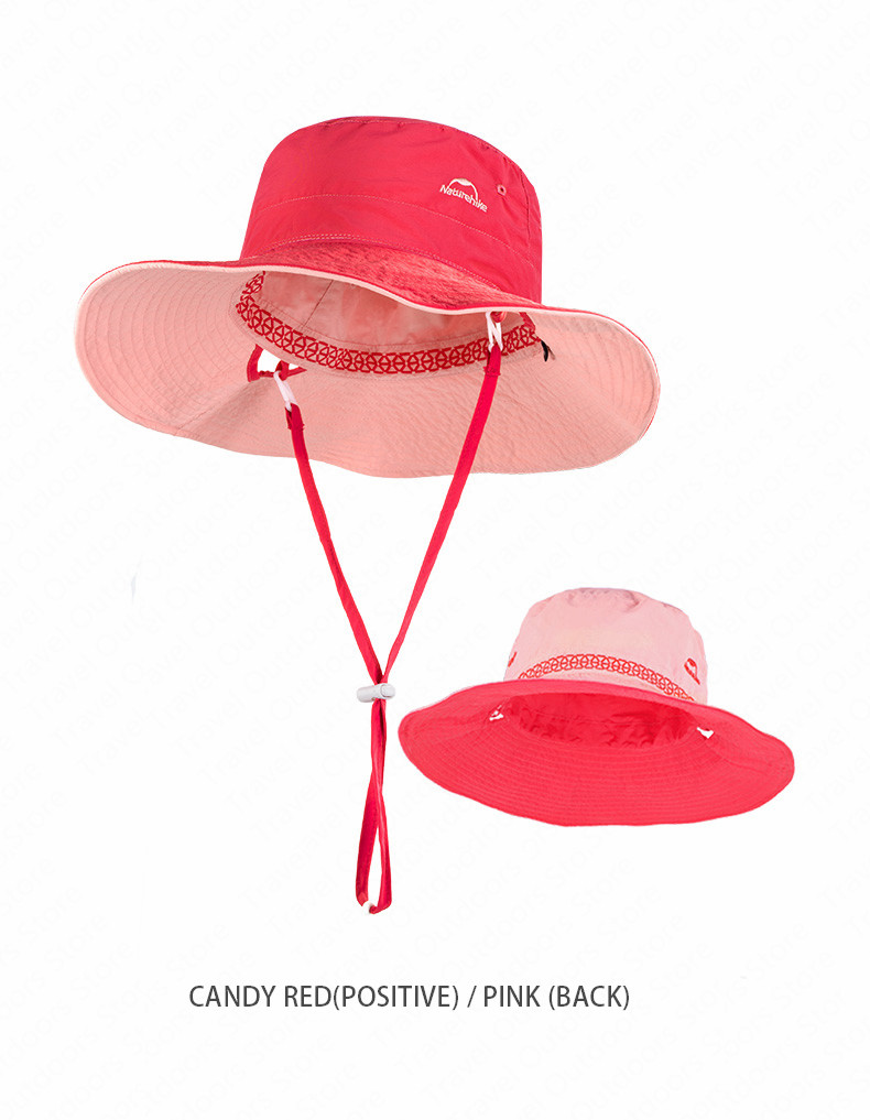 Naturehike-sombreros Reversible de verano al aire libre, bloqueador solar, gorro de pesca, sombrilla, gorras para senderismo, transpirable, suave, portátil, plegable: Red