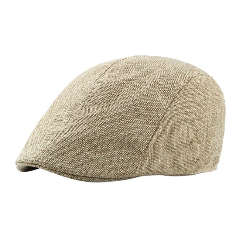 Baret sommerhat simpel light board kasket kvindelig england ensfarvet åndbar mesh fremad cap: Mørk khaki