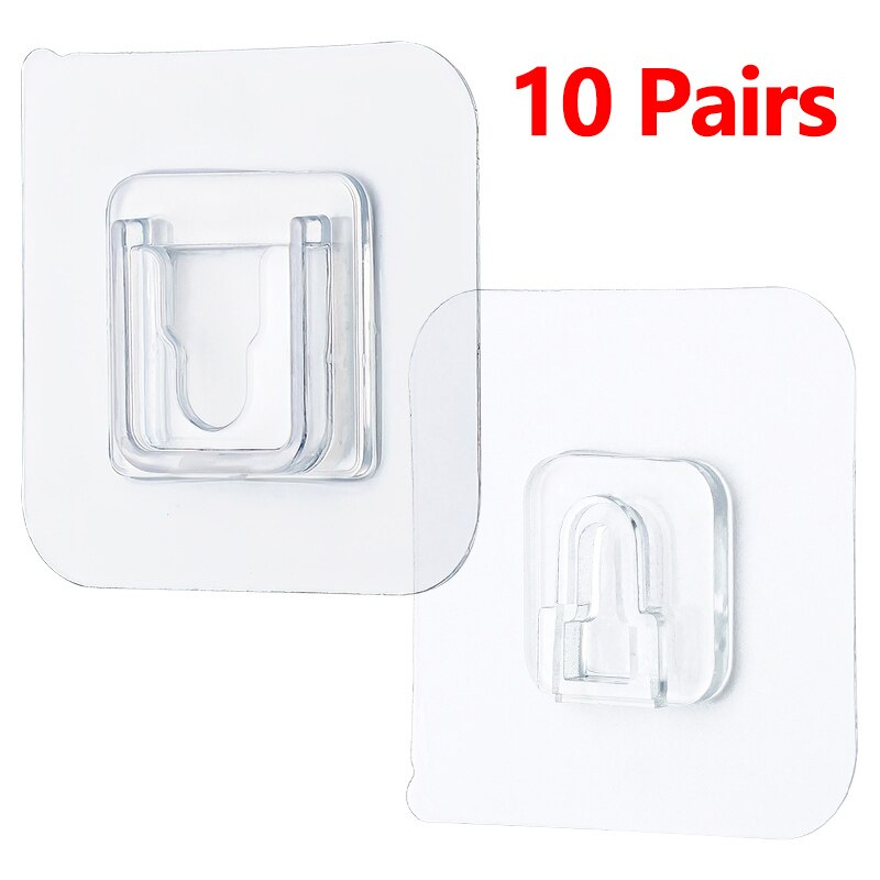 Double-Sided Adhesive Wall Hooks Hanging Picture Photo Frame Hangers Hooks Hanger Transparent Hooks Suction Cup Wall Holder: 10 pairs A