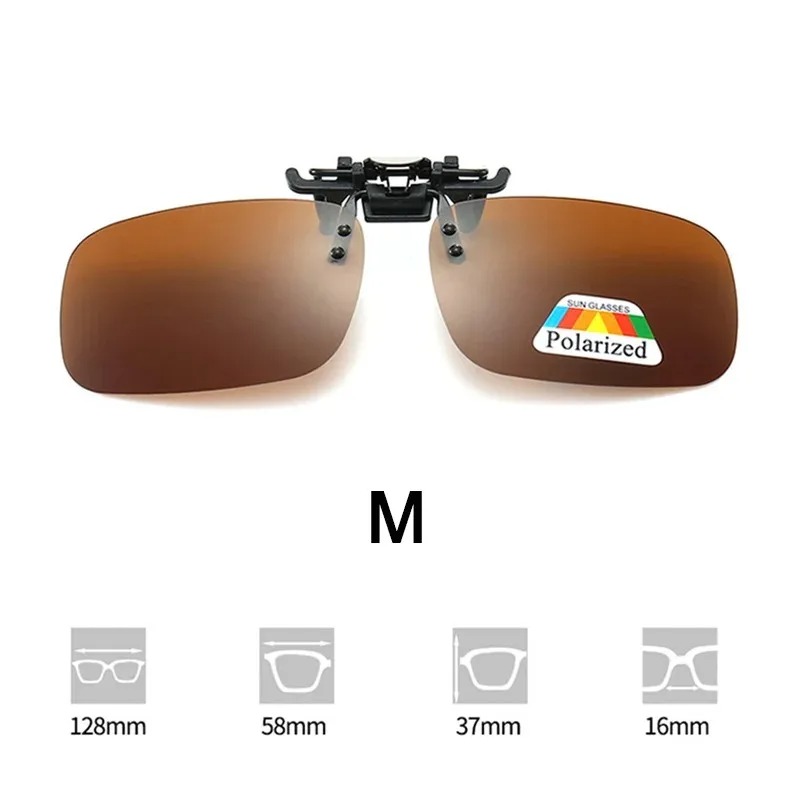 Polarized Clip Sunglasses Myopia Glasses Clip Driver Fishing Night Vision Myopia Clipon Sun Shading Eyeglasses: Brown