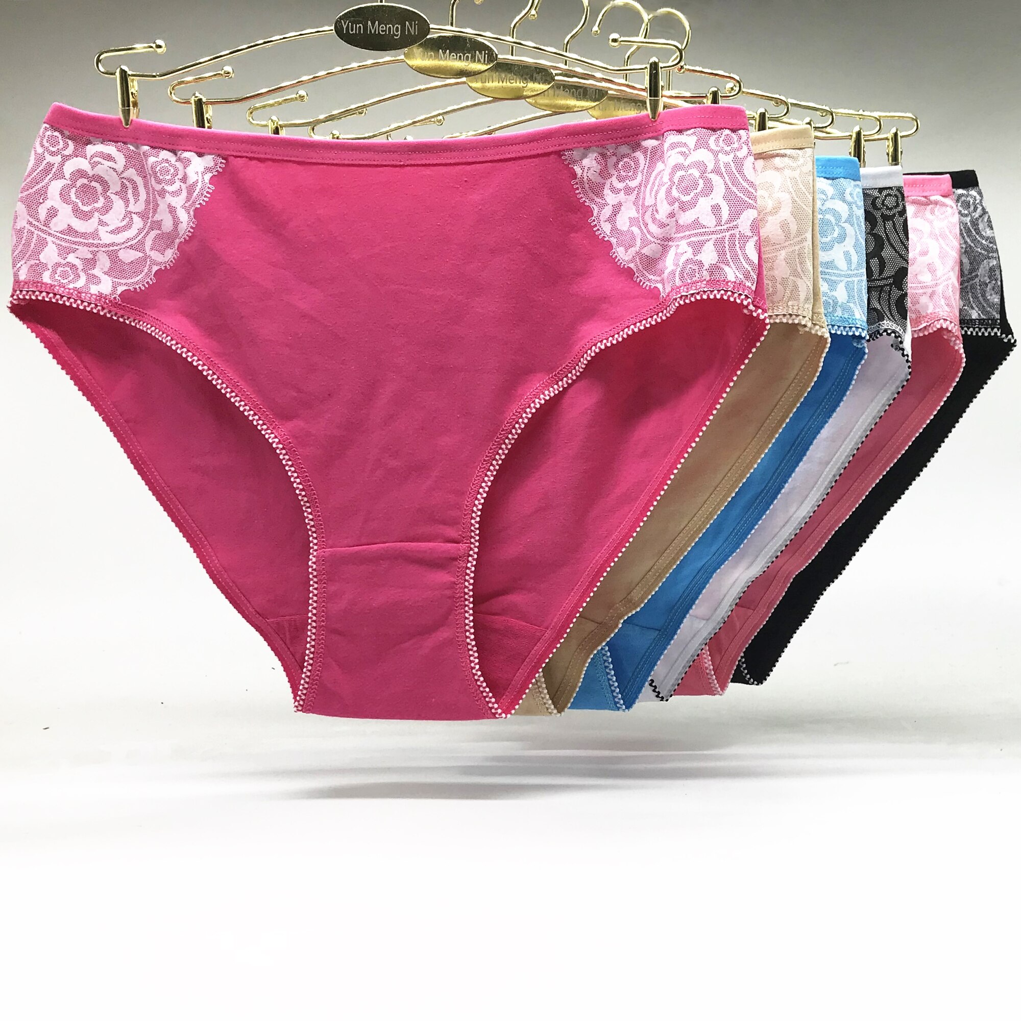 1-6 stuks/partij europese dameskleding hoge taille effen kleur dames plus maat 2xl 3xl 4xl katoenen slips slips 89257