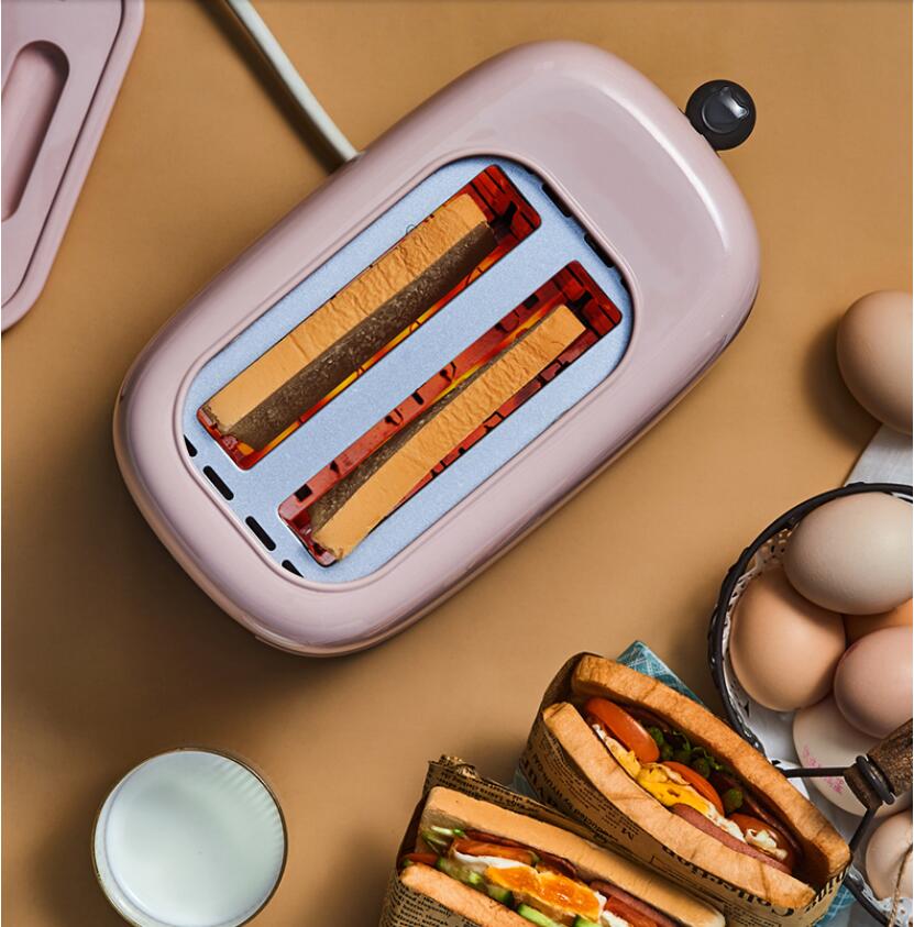 Tostadora de pan eléctrica portátil para el hogar, máquina automática para hornear sándwich para el desayuno, 220V