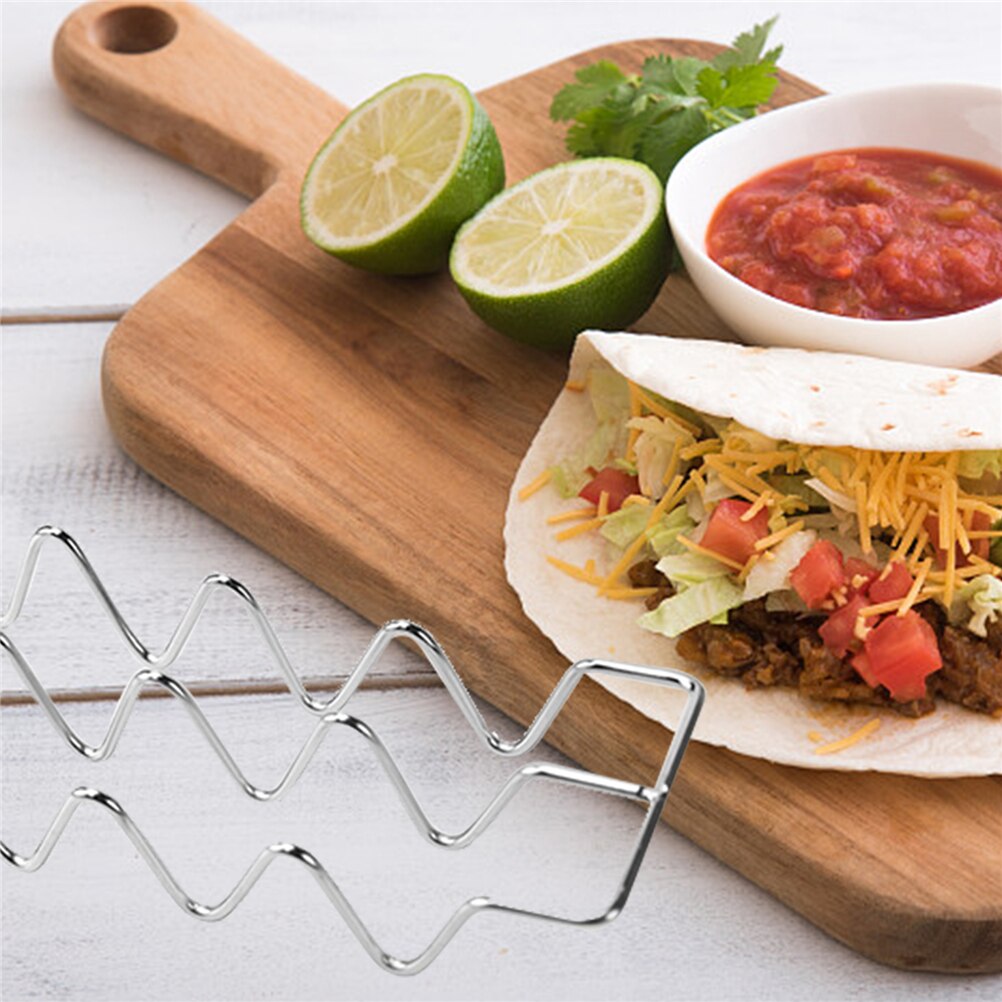Stainless Steel Taco Rack Restaurant Pancake Stand Desktop Chicken Rolls Holder
