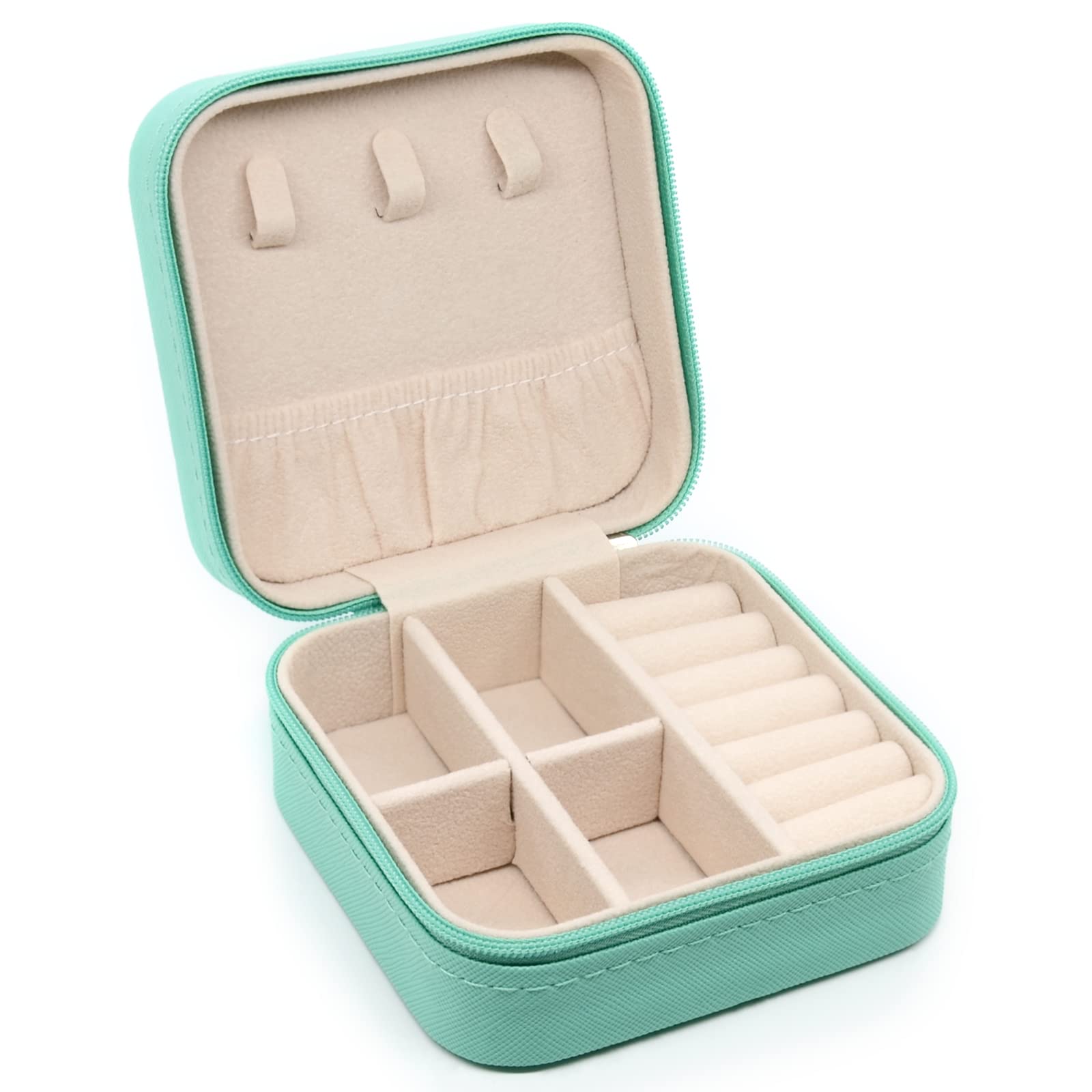 Mini Schmuck Aufbewahrung sbox tragbare Home Travel Ohrringe Halskette Aufbewahrung koffer für Frauen Ring Organizer Pu Leder Vitrine: Blau