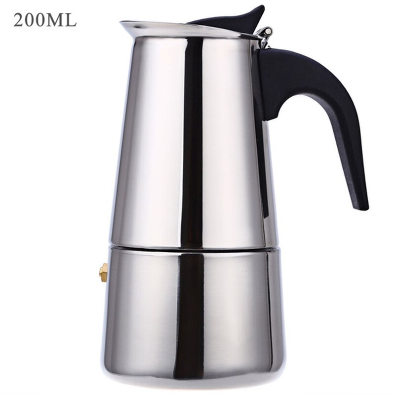 Stainless Steel Moka Coffee Pot Espresso Percolator Portable Coffee Maker Pot Percolator Drink Tool Cafetiere Latte Stovetop: 200ml