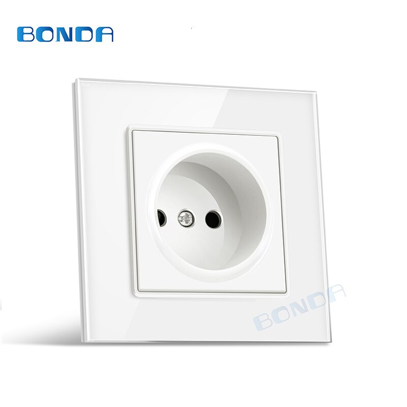 Standard cable ue ue 16a wall shot tempered glass/panel AC110-250V type electrical socket ce rohs certificate: Eur  white  glass