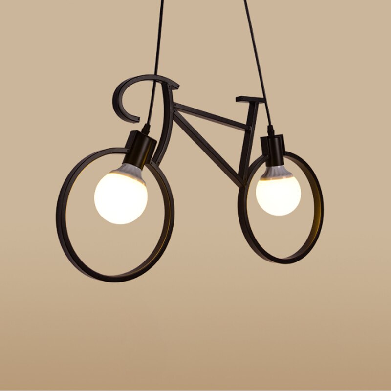 Jern cykel vedhæng lys hjem deco industriel hængende lampe loft stue hængelampe soveværelse lampe restaurant køkken inventar: Sort farve