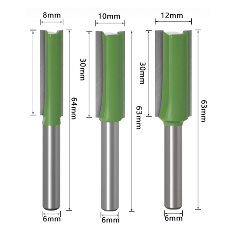 Beroep Frees Houtbewerking Gereedschap Hout Frees Enkele Dubbele Fluit Straight Bit Steken 3Mm-12Mm Cutter hoofd: 8 10 12mm(3pc)
