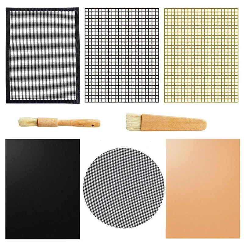 Feuille de cuisson pour barbecue, grille de gril antiarina, polymères de maille pour barbecue, brosse de cuisine, doublure de gril, tapis de filet à kebab extérieur