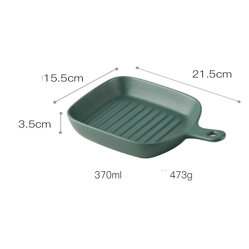 Nordisk ugnstallrik rund fyrkantig dubbelöra med handtag keramisk servis modern hem frukost salladstallrik: Sid