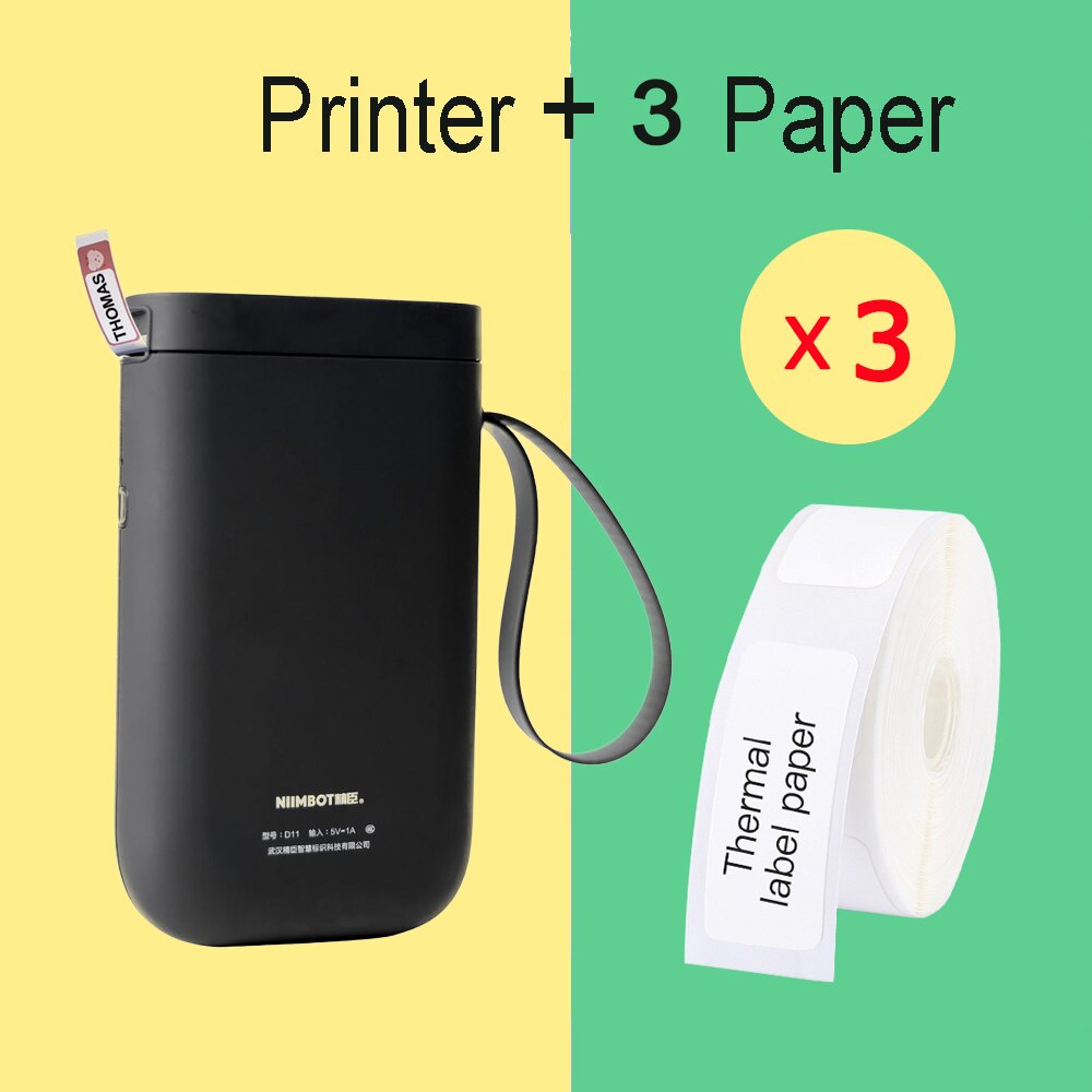 Wireless Label Printer Portable Pocket D11 Label Printer Bluetooth Thermal Label Printer Fast Printing Home Use Office Printer: D61 3 Black