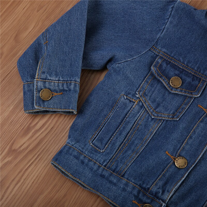 Veste en Jean et Denim pour enfants, manteau à boutons, vêtements d'extérieur de couleur unie hauts pour bébés filles de 1-6 ans,