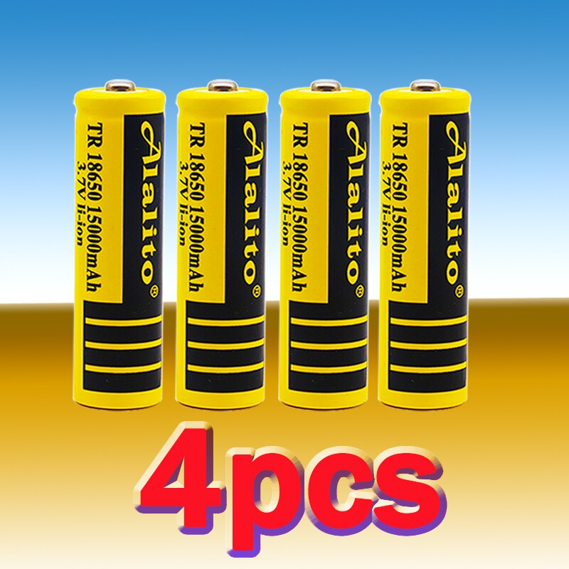 18650 battery 3.7V 15000mAh rechargeable liion battery for Led flashlight battery 18650 battery +USB charger: Black