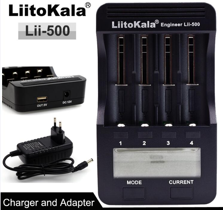 Liitokala Lii- 100 500 LCD 3.7V 18650 18350 18500 16340 17500 25500 10440 14500 26650 1.2V AA AAA NiMH lithium battery Charger: Lii500 and adapter