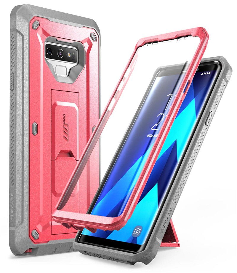 Voor Samsung Galaxy Note 9 Case SUPCASE UB Pro Full-Body Robuuste Holster Beschermende Case met Ingebouwde Screen Protector & Kickstand: Pink