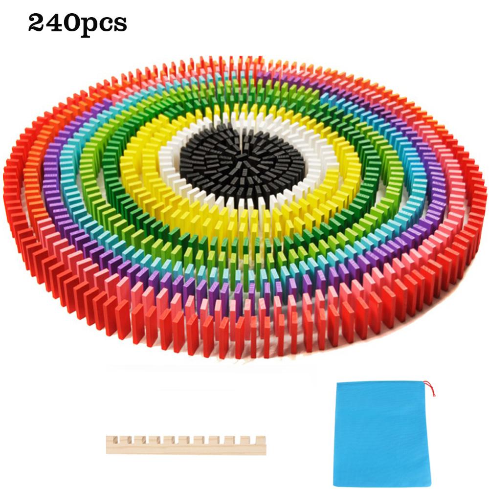 120/240 Pcs Domino Blokken Kleurrijke Houten Domino Set Speelgoed Kinderen Jigsaw Voor Kerst Verjaardagscadeautjes: 240pcs Blocks