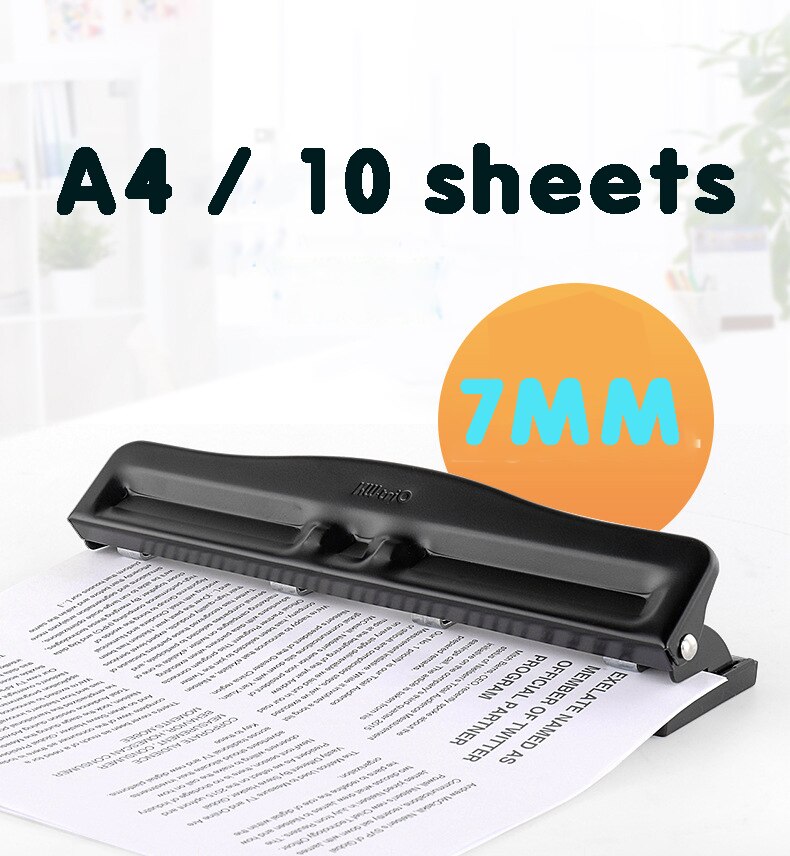 999d 4-hole Adjustable Desktop Punching Machine Can Hold 10 (80g) Paper Diary Storage Box Paper Office Supplies Manual Puncher