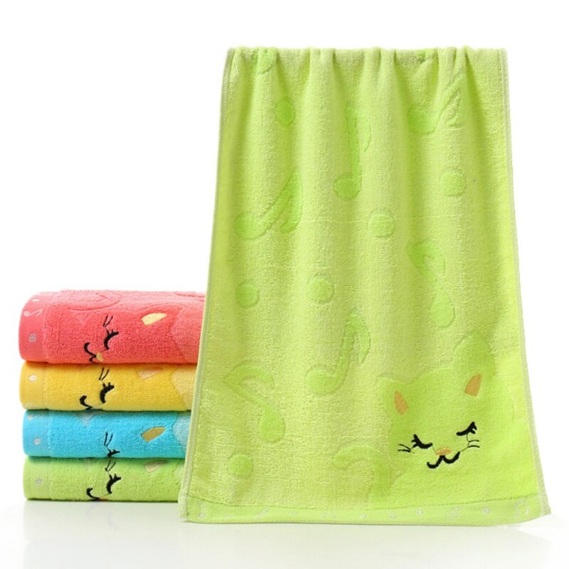 Musical Notes Small Towel Bamboo Fiber Music Cat Soft Towel Children's Jacquard Embroidered Wool Towel Baby Stuff