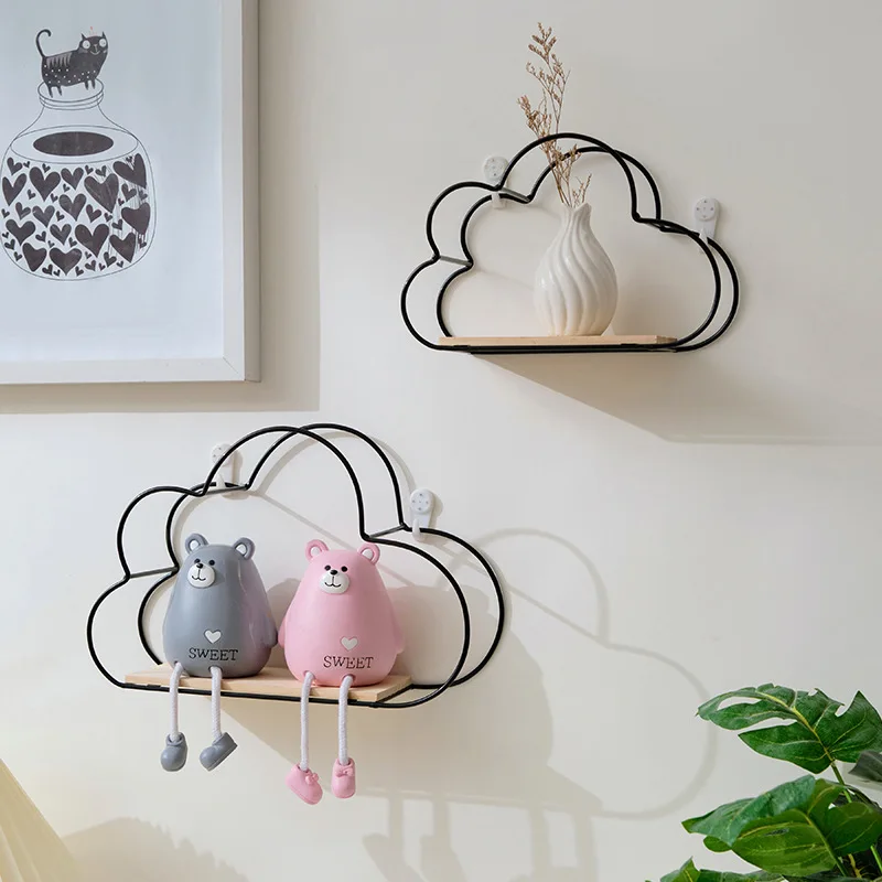 Kreative Wolke Eisen Regal Zauberstab Regal Holz Schindel nordisch Stil Dekoration freundlicher Zimmer Dekoration Anzeige-ständer