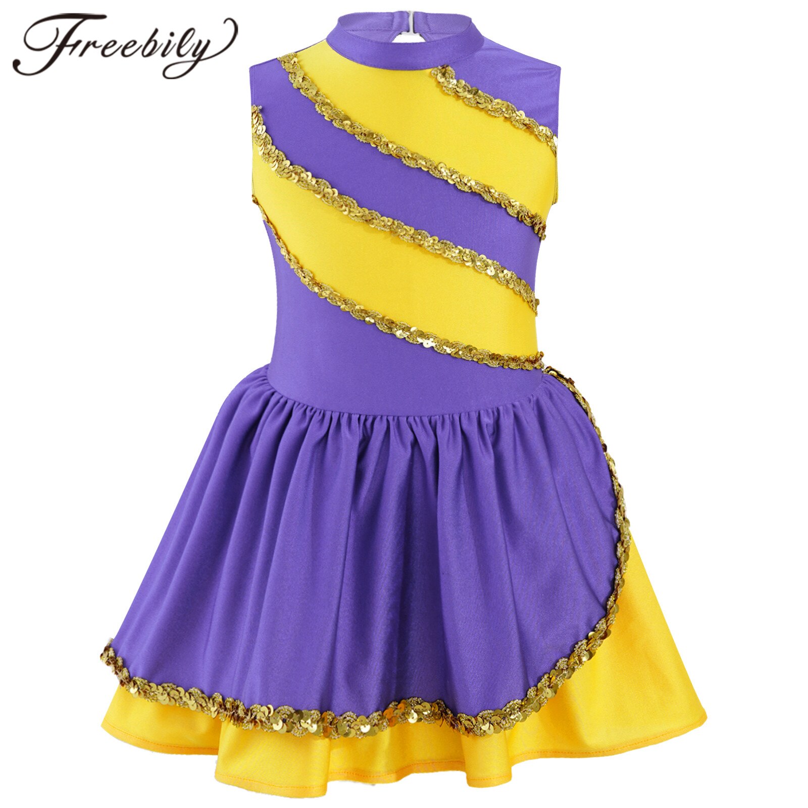 Kids Cheerleading Uniform Dress Children Cheerleader Costume Sequins Girls Dancewear for Performance Compettion Cheerlead Dress