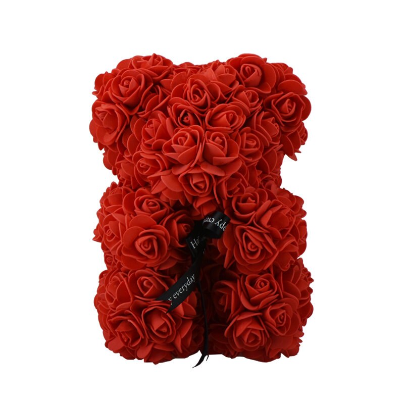 Großen Regenbogen Bär von Rosen mit Kasten 38cm 3D Schaum Rosen Bär Teddybär Kostüm Seife Blume Weihnachten