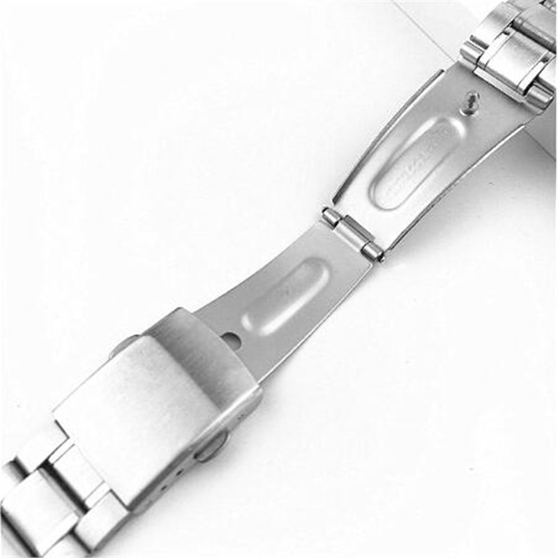 Roestvrij Stalen Horloge Band Pols Armband Zilver Kleur Metalen Horlogeband Met Vouwsluiting Voor Mannen Vrouwen 12/14/16/18/20/22Mm