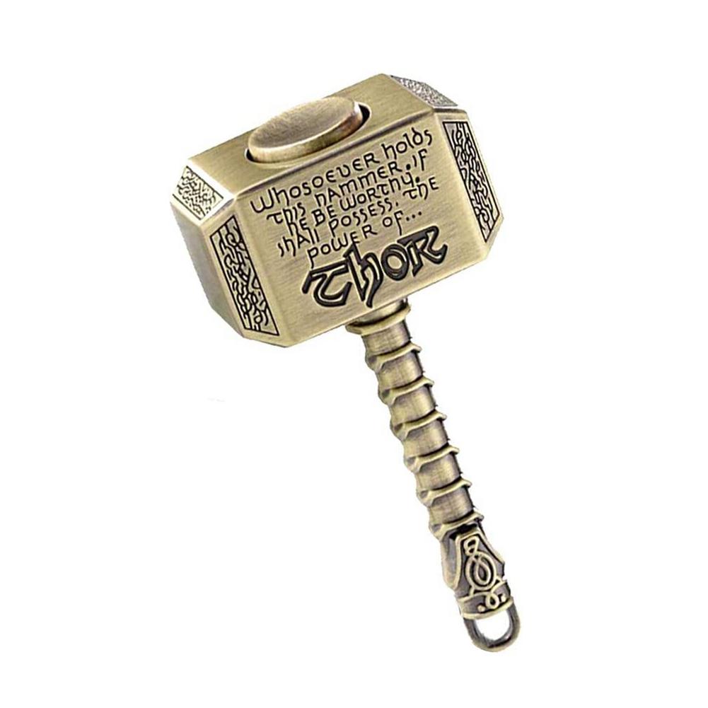 1pcs Wiitin Thors Battle Hammer Fidget Hand Spinner Made by Metal, the Mighty Mjolnir Keychain Toy - Antique Brass: H