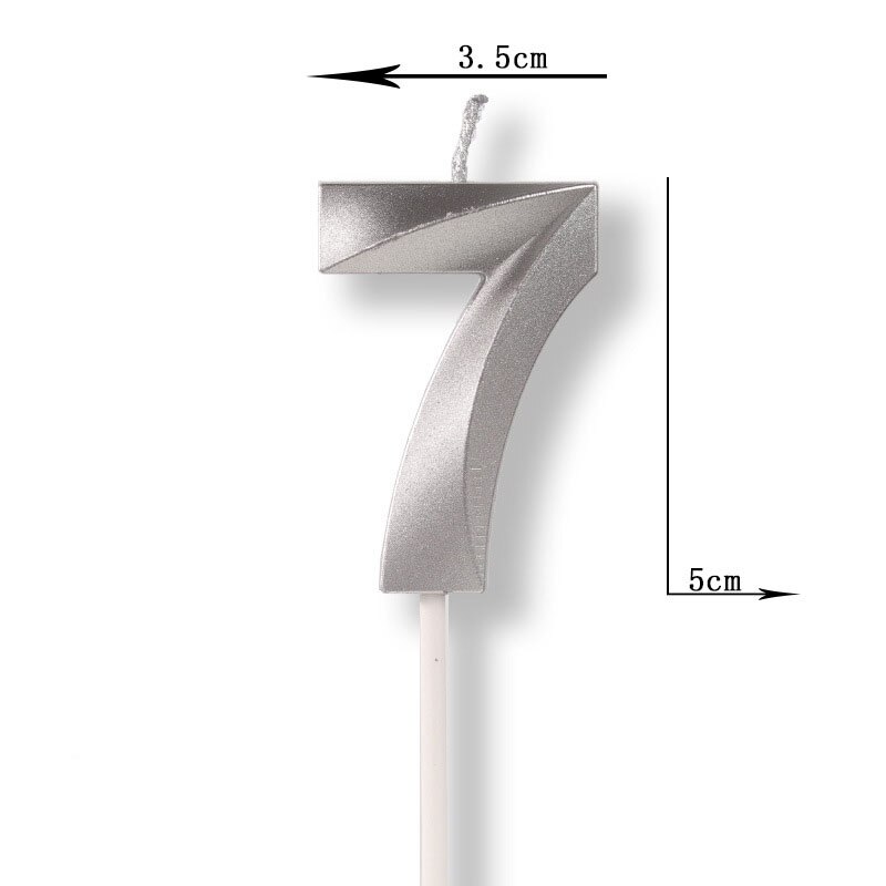 Gold Silver Number Candles Party Cake Topper Candle Kids Baby Birthday Anniversary Party Decoration: Silver Number 7