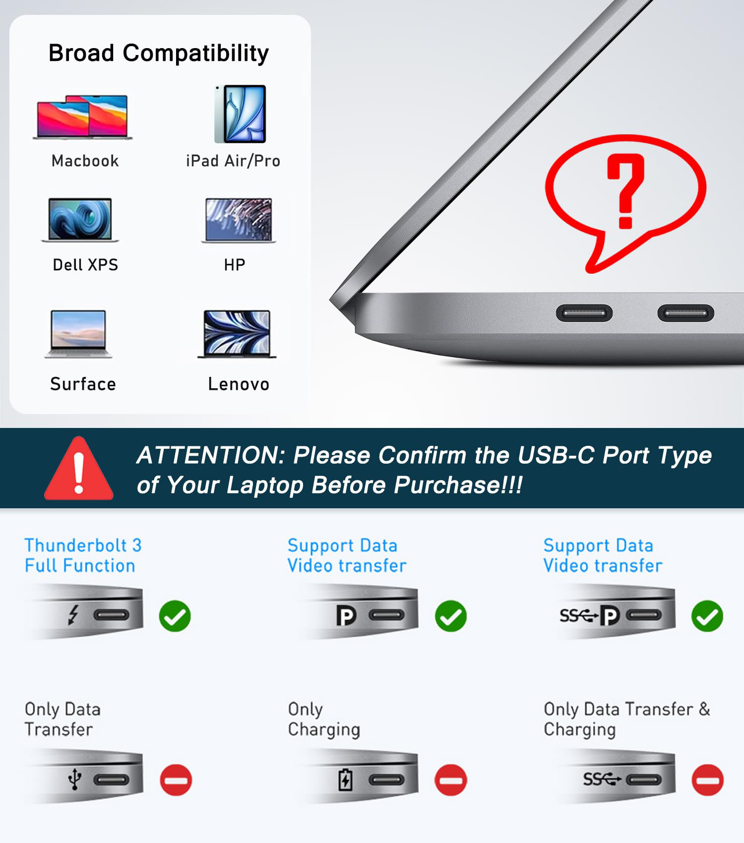USB-C-auf-Dual-HDMI-Adapter 4K@60 Hz Typ C auf HDMI-Splitter für 2 Monitore für MacBook Air/Pro Weitere Laptops mit Thunderbolt 3/4