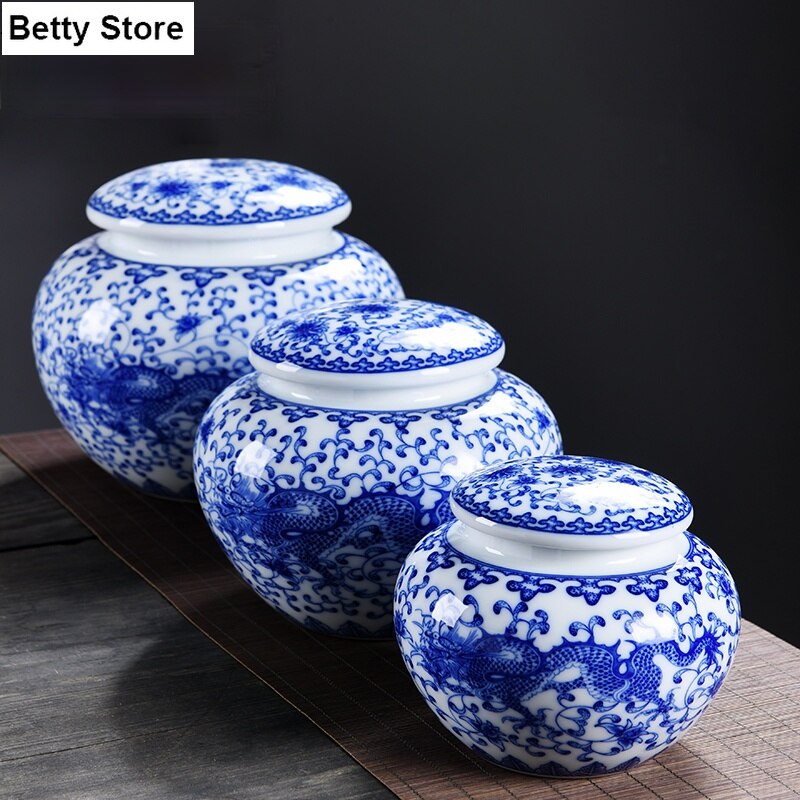 Cilindrische Draak Keramische Thee Caddy Reliëf Bloem Verzegeld Opslag Jar Huishoudelijke Snoep Moer Opslag Jar Container Art Decoratie