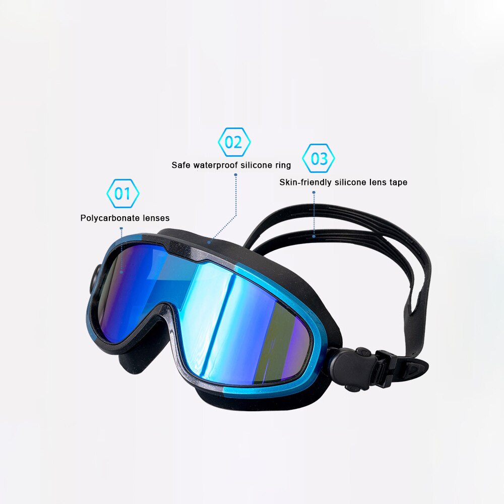 Swimming Goggles Big frame Swim Eyewear Anti-Fog UV Swimming Waterproof Swim Mask Adult for men and women