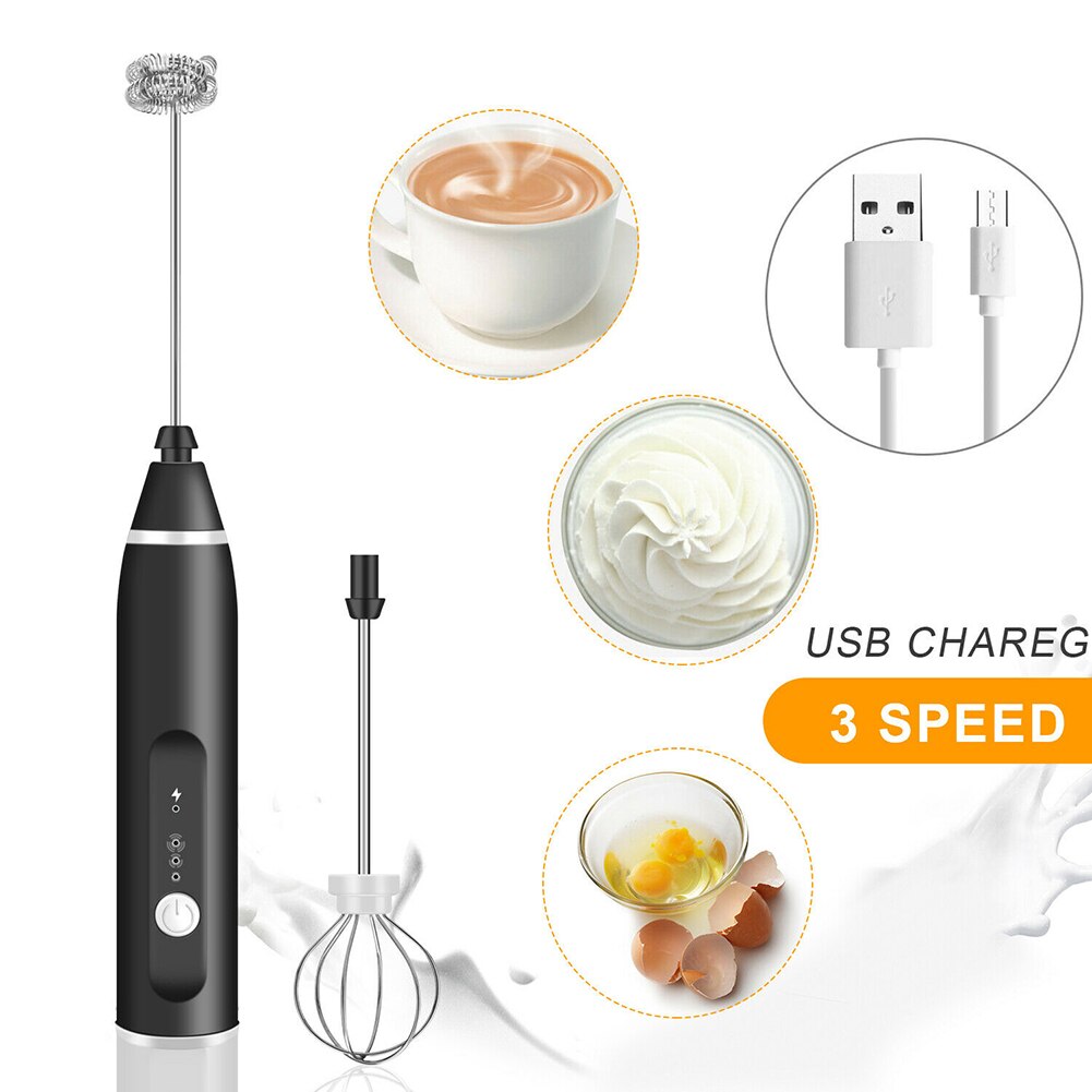 Usb Oplaadbare Mini Elektrische Melk Blender Frother Drink Foamer Mixer Stirrer Eiklopper 3 Snelheden Mini Blender Drink Mixer