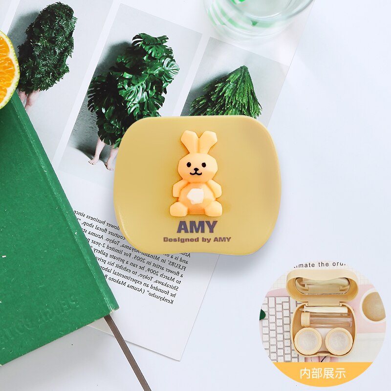 ovolook Cartoon Cosmetic Travel box Storage Holder Contact lens pop case with mirror contact lens case Eyewear: 2