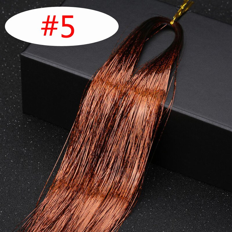2 st/lot flerfärgat löshår glitter glitter highlights syntetiskt hårförlängning för hårflätningstillbehör: 5