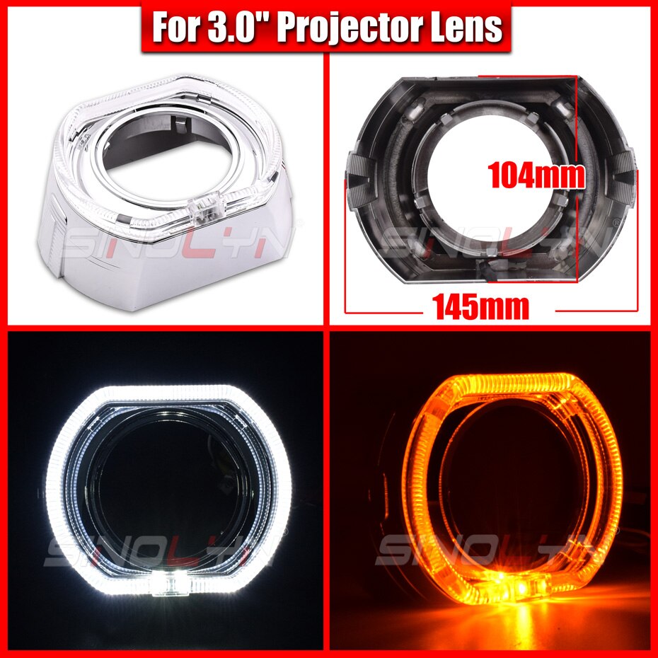 Sinolyn 2.5/3,0 LED Winkel Augen Blinker Wanten schalten Lünette Für Scheinwerfer Objektiv Hella 3R G5/Koito q5/WST Projektoren Objektiv: 3.0 D Leichentücher