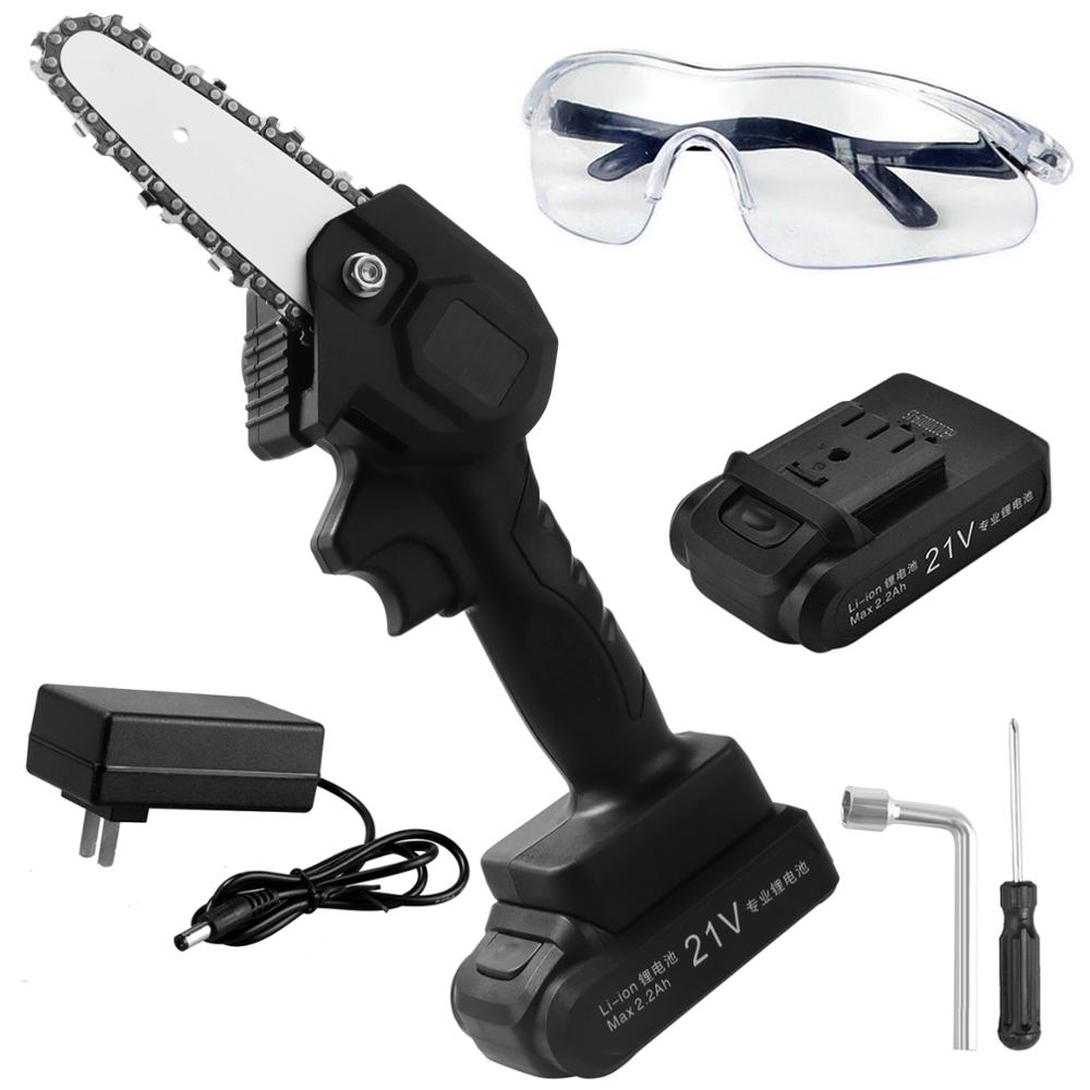 ANENG Mini Electric Chainsaw 4inch 21V Portable Handheld Cordless Pruning Shears Chainsaw for Tree Branch Wood Cutting Tools: US Plug 1