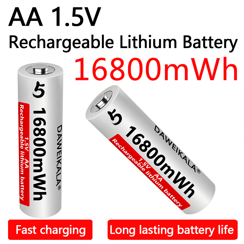 Aa-batteri 1.5v stk . li-ion aa oppladbare batterier med høy kapasitet 16800 mwh for fjernkontroll leketøysbatteri lys hurtiglading