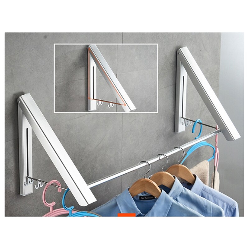 Clothes Drying Rack Wall Mounted Folding Coat Hanger Retractable Clothes Dry Rack Space-Saver Hanger for Laundry Room