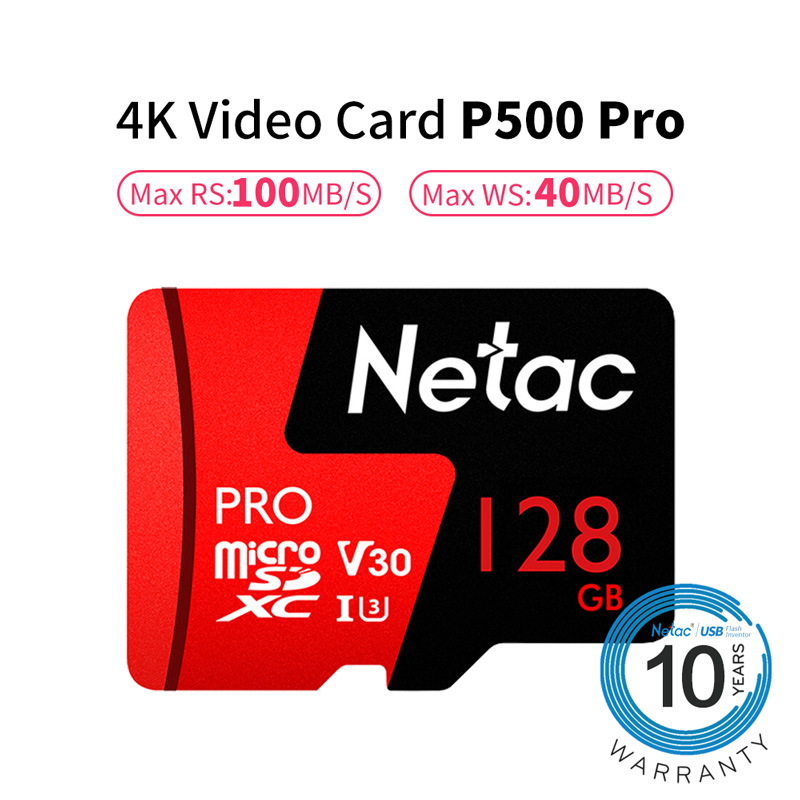 Netac Micro SD Card 64GB 128GB 256GB Class 10 UHS 1 U3 V30 Memory Card 64 128 GB Flash Microsd P500 Pro TF Card For Smartphone