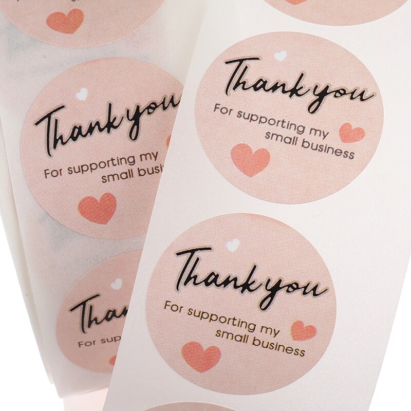 500 Stuks Dank U Stickers Hand Gemaakt Met Liefde Labels Ronde Hart Business Stickers