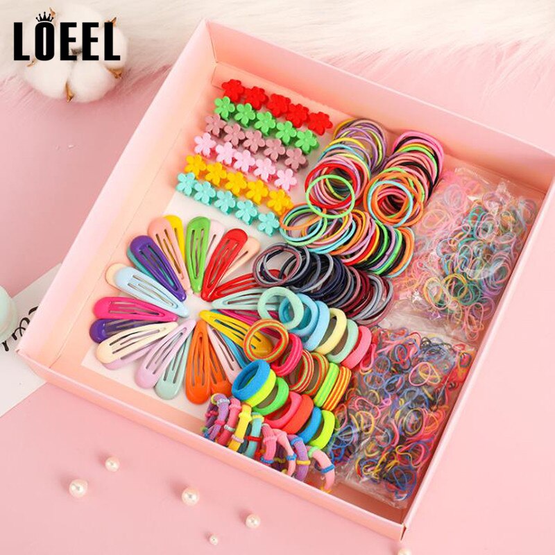 Bandes de cheveux élastiques 220-870 pièces/lot | Nouvelle pince à cheveux, coffret , ensemble épingles à cheveux pour enfants, accessoires pour cheveux