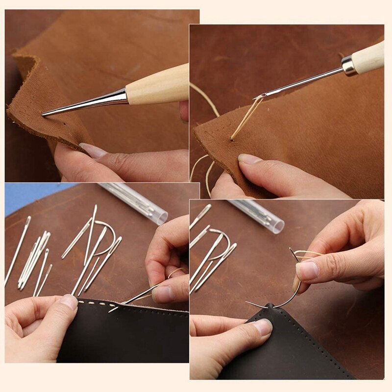 Leather Stitching Punch Sewing Kit Leather Craft Tools Kit With 4Mm Prong Hole Punch For Beginner Leather Repair Working